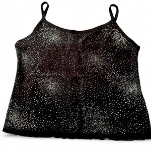 Vintage 90s Aesthetic Sparkle Cami In Charge Black Shirt Size Large